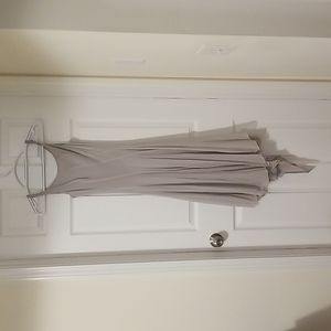 Grey Silk Midi Asymmetrical Hem Dress XS